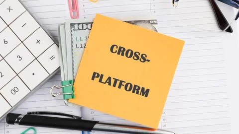 Concept of cross-platform software web development. Words CROSS-PLATFORM it i Stock Photos