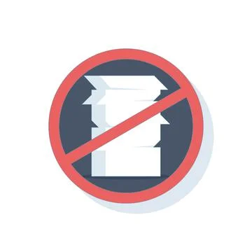 Concept of crossed out stack of documents. Easy requirements, no bureaucracy. Illustrazione stock