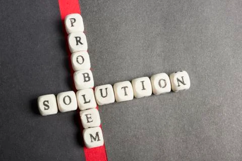 Concept of crossing out problem and finding the solution. Wooden abc Foto stock