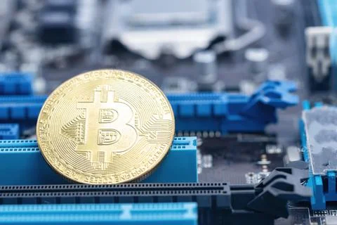 Concept : cryptocurrency mining with the help of computer equipment Stock Photos