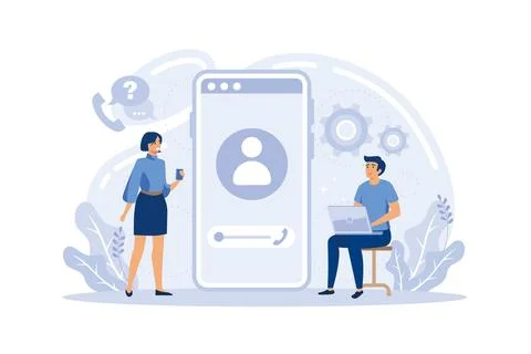 Concept customer and operator, online technical support 24-7 for web page. .. Stock Illustration
