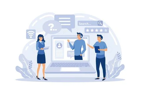 Concept customer and operator, online technical support 24-7 for web page. .. Stock Illustration
