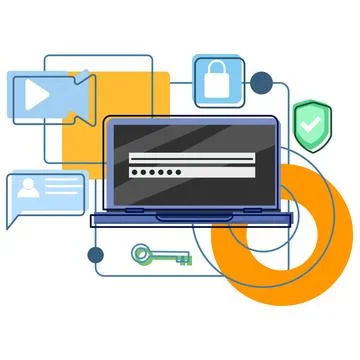 Concept of cyber data security, internet security or information privacy. 스톡 일러스트