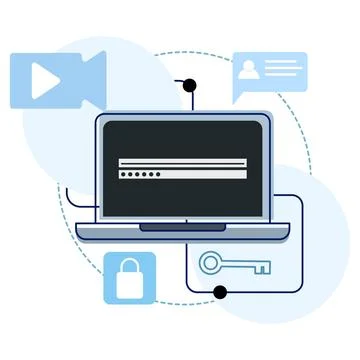 Concept of cyber data security, internet security or information privacy. Illustrazione stock