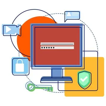 Concept of cyber data security, internet security or information privacy. イラスト素材