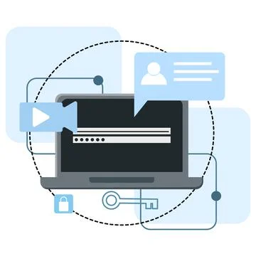 Concept of cyber data security, internet security or information privacy. Illustrazione stock