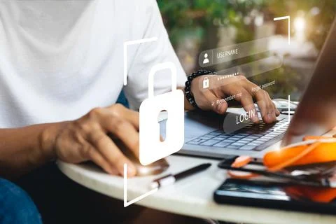 Concept of cyber security, information security and encryption, secure access Stock Photos