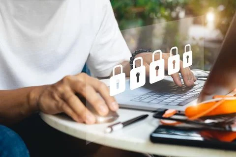 Concept of cyber security, information security and encryption, secure access Stock Photos