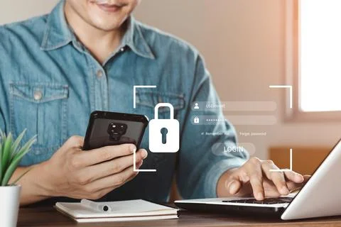 Concept of cyber security, information security and encryption, secure access Stock Photos