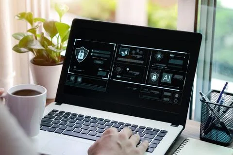 Concept of cyber security, information security and encryption, secure access Stock Photos