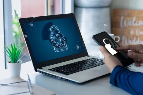 Concept of cyber security, information security and encryption, secure access Stock Photos