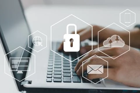 Concept of cyber security, information security and encryption, secure access Stock Photos