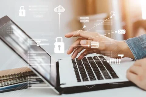 Concept of cyber security, information security and encryption, secure access Stock Photos