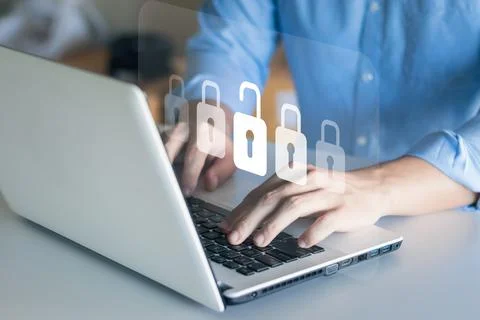 Concept of cyber security, information security and encryption, secure access Stock Photos
