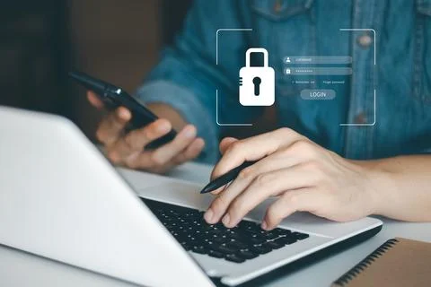 Concept of cyber security, information security and encryption, secure access Stock Photos