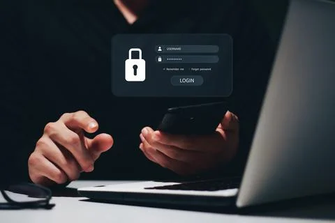Concept of cyber security, information security and encryption, secure access Stock Photos
