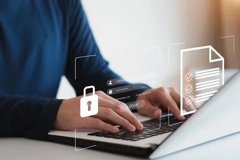 Concept of cyber security, information security and encryption, secure access Stock Photos