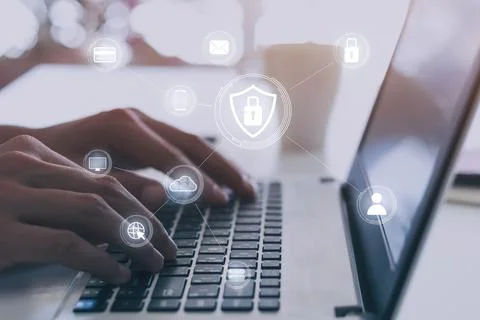 Concept of cyber security, information security and encryption, secure access Stock Photos