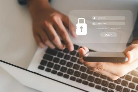 Concept of cyber security, information security and encryption, secure access Stock Photos