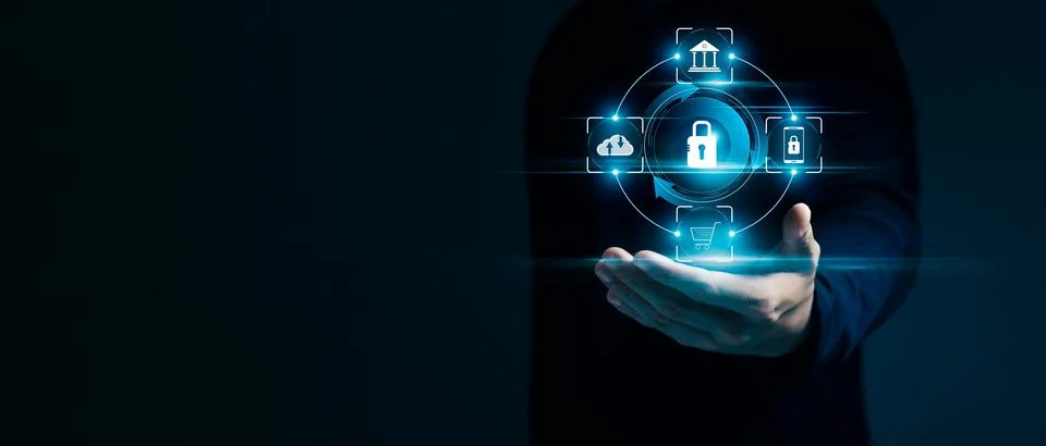 Concept of cyber security, information security and encryption, secure access Stock Photos