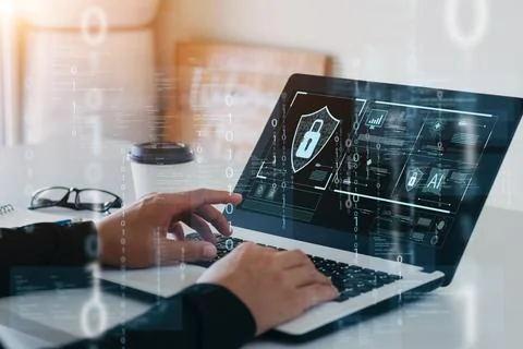 Concept of cyber security, information security and encryption, secure access Stock Photos