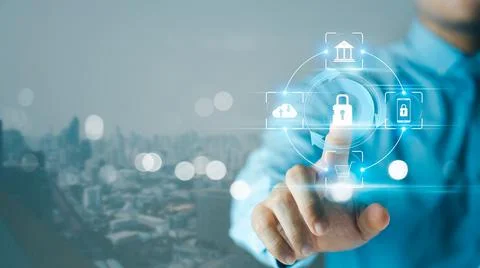 Concept of cyber security, information security and encryption, secure access Stock Photos