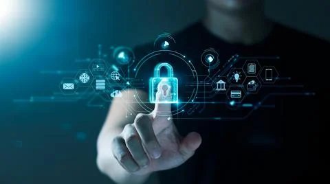Concept of cyber security, information security and encryption, secure access Stock Photos
