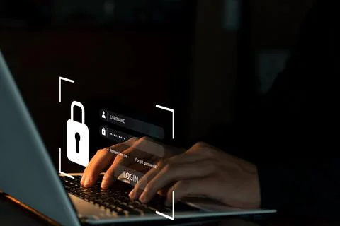 Concept of cyber security, information security and encryption, secure access Stock Photos