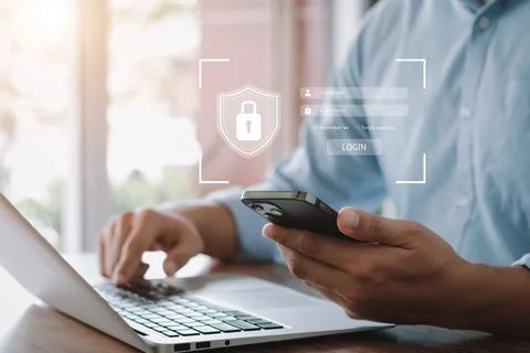 Concept of cyber security, information security and encryption, secure access Stock Photos