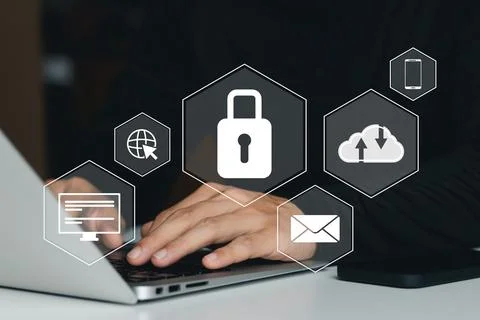 Concept of cyber security, information security and encryption, secure access Stock Photos