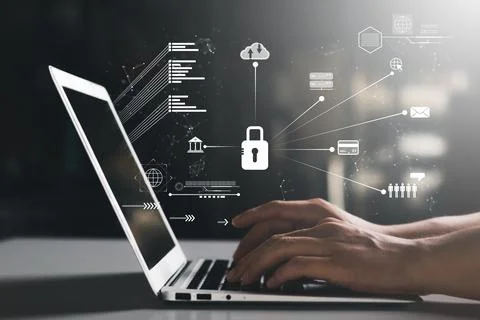 Concept of cyber security, information security, and encryption, secure acces Stock Photos