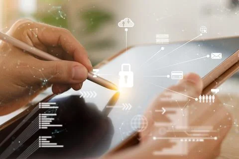 Concept of cyber security, information security and encryption, Login, User,  Stock Photos
