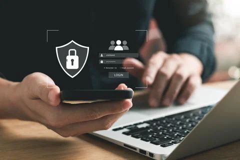 Concept of cyber security, information security and encryption, Login, User,  Stock Photos