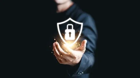 Concept of cyber security, information security and encryption, secure access 库存照片