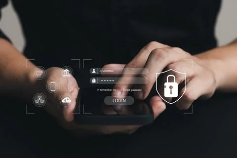 Concept of cyber security, information security and encryption, Login, User.. Stock Photos