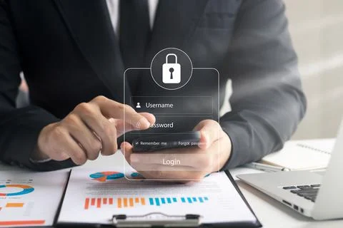 Concept of cyber security, information security and encryption, Login, User.. Stock Photos
