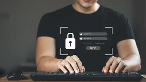 Concept of cyber security, information security and encryption, secure access Stock Photos