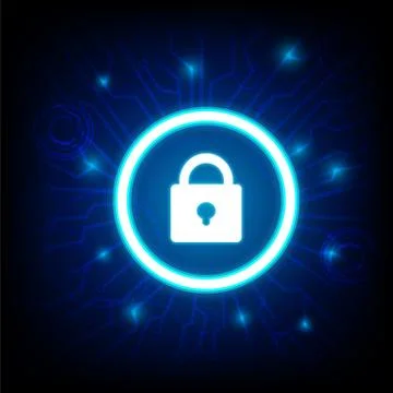 Concept of cyber security with key icon vector on dark background Stock Illustration