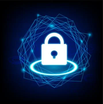 Concept of cyber security with key icon vector on dark background Stock Illustration