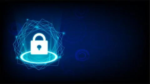 Concept of cyber security with key icon vector on dark background Stock Illustration