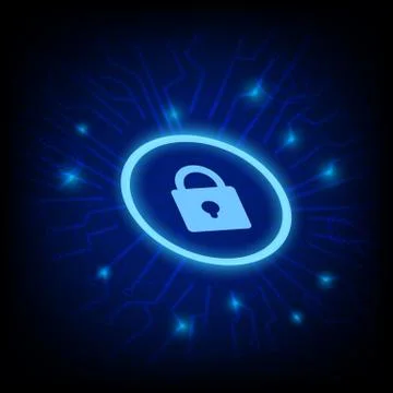 Concept of cyber security with key icon vector on dark background Stock Illustration