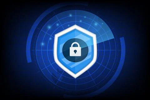 Concept of cyber security with key icon vector on dark background Stock Illustration
