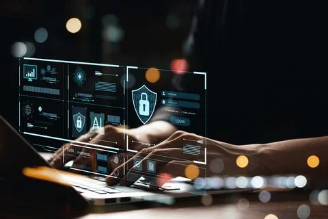 Concept of cyber security, user type login, and password, keeping user person Stock Photos