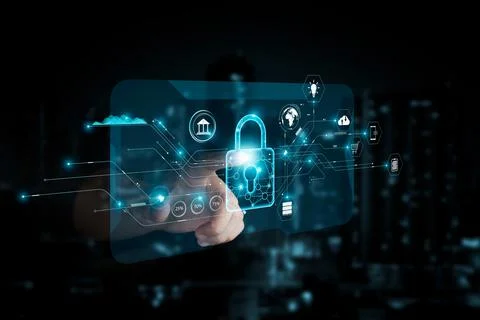 Concept of cyber security, user type login, and password, keeping user person Stock Photos