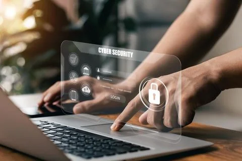 Concept of cyber security, user type login, and password, keeping user pers.. Stock Photos
