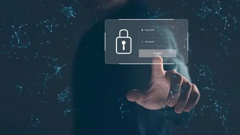 Concept of cyber security, user type login, and password, keeping user pers.. Stock Photos