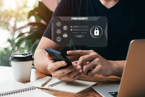 Concept of cyber security, user type login, and password, keeping user pers.. Stock Photos