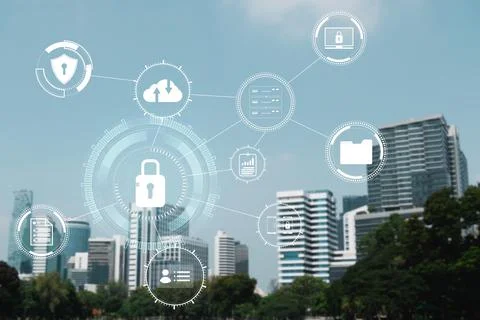 Concept of cybersecurity lock icon, protecting confidential data and privac.. Stock Photos