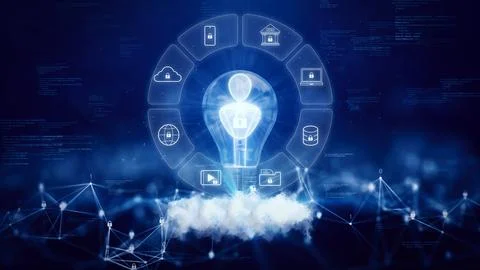 Concept of cybersecurity protection technology on the internet. User icon i.. Stock Illustration