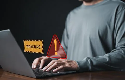 The concept of cybersecurity vulnerability. System warning hacked alert, Stock Photos